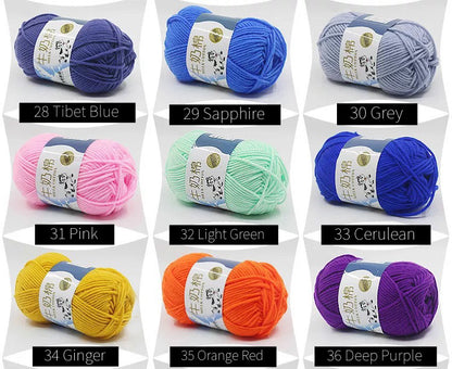 Combed Variegated 5 Ply Milk Cotton Yarn 100 Gram for Crochet, Amigurumi,  and Punch Needling, 5 Ply Variegated Acrylic Milk Cotton Yarn 