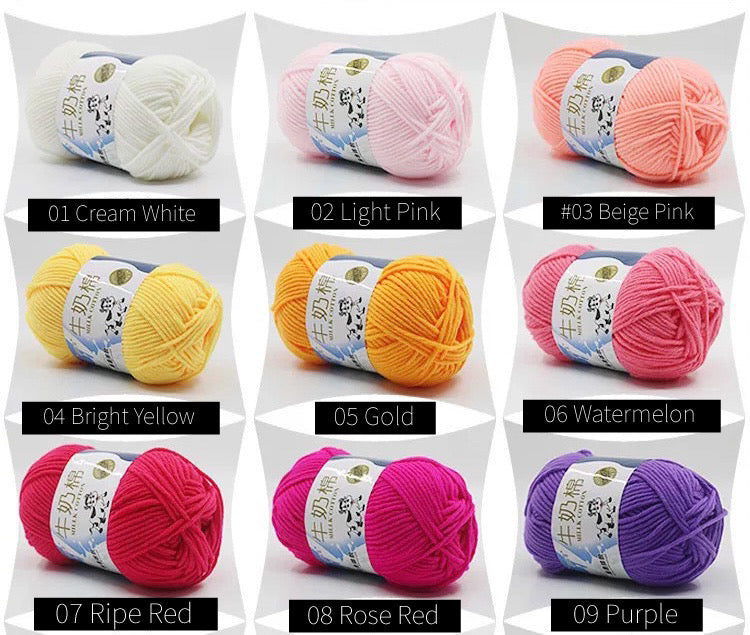 5 Ply Milk Cotton Yarn for Amigurumi, Crochet, Knitting, Punch